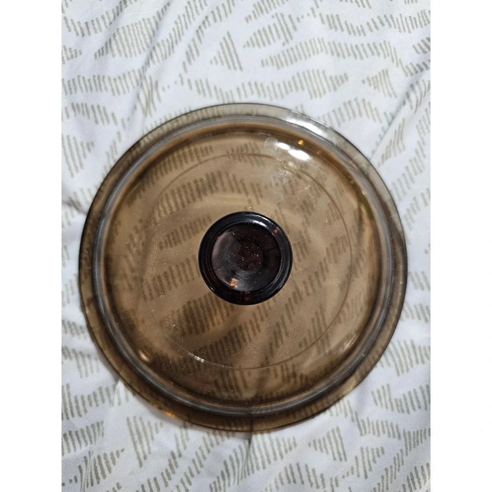 Visions Corning Amber Glass 1L Saucepan with Lid V-1-B Pour Spout Made in USA